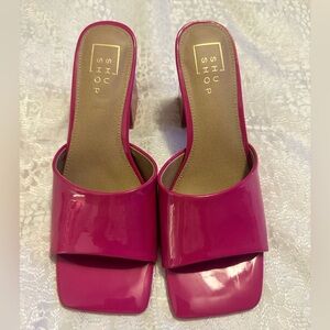 ShuShop Hot Pink Patent Slide Mules - NEVER WORN